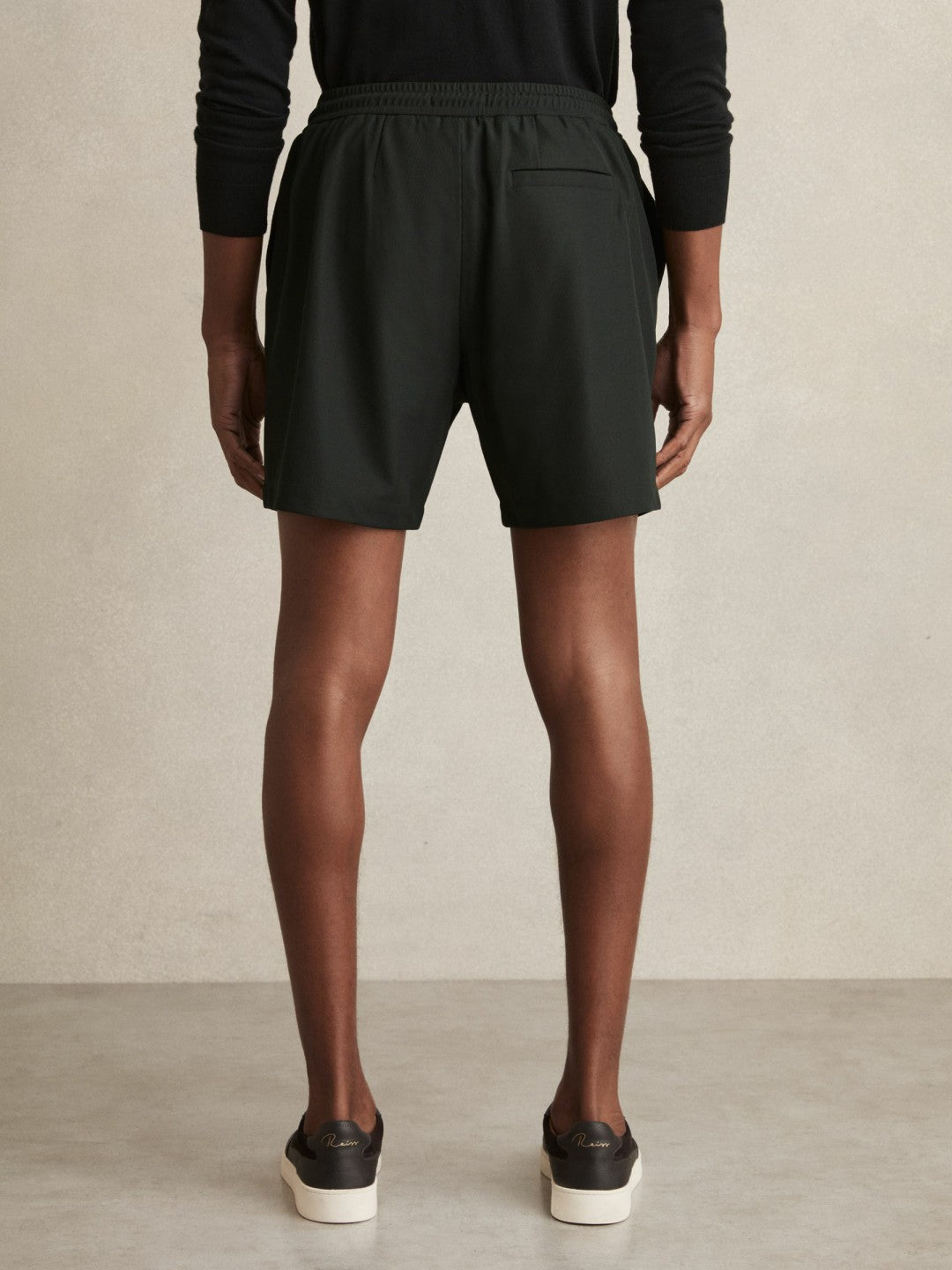 Textured Drawstring Shorts Dark Green | Men