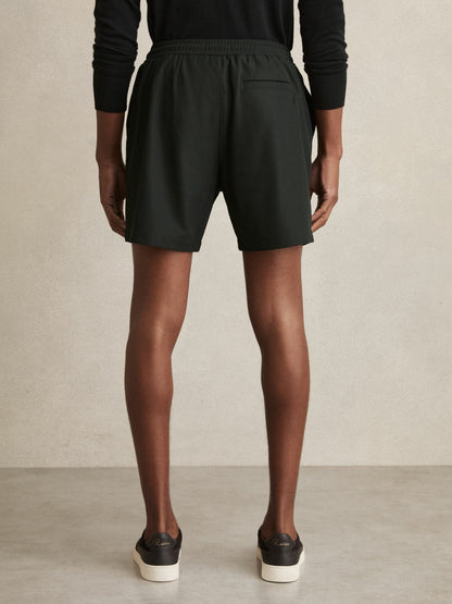 Textured Drawstring Shorts Dark Green | Men