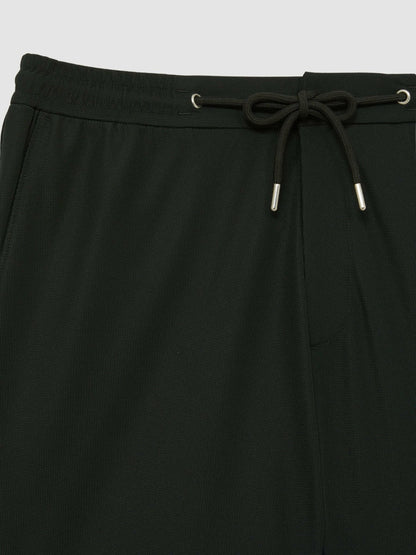 Textured Drawstring Shorts Dark Green | Men