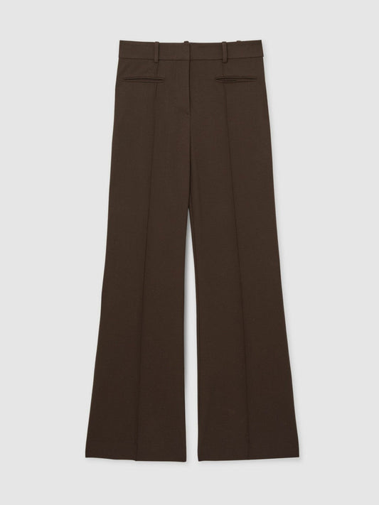 High Rise Flared Trousers Chocolate Brown | Women