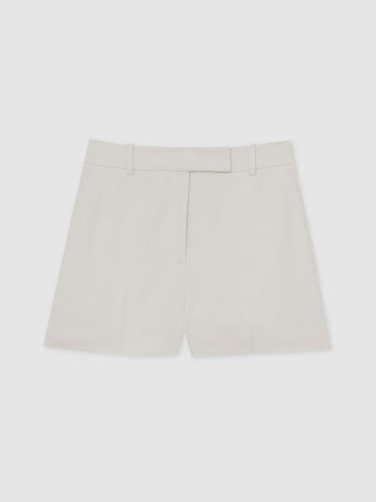 Linen-Blend Tailored Shorts White | Women