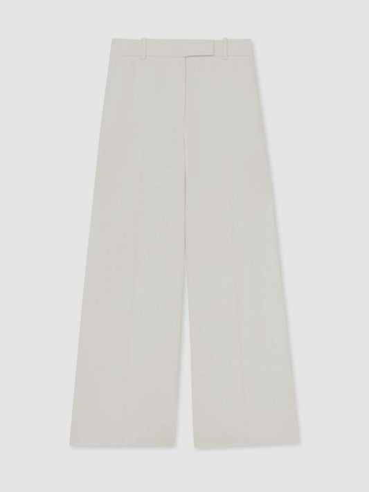 Linen-Blend Wide-Leg Trousers White | Women