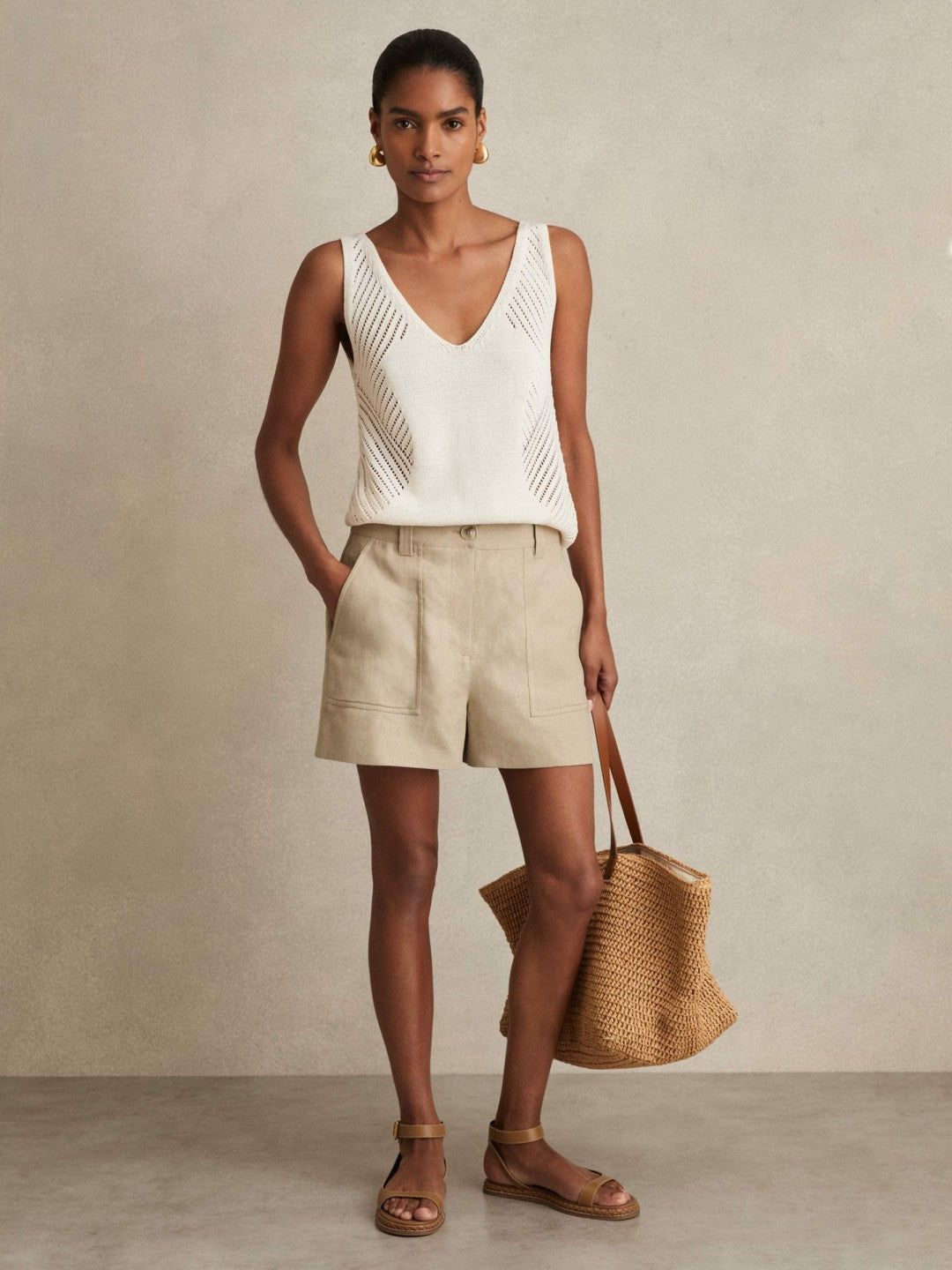 Linen Shorts Neutral | Women