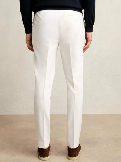 Slim-Fit Internal-Drawstring Trousers White | Men