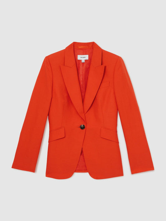 Single Breasted Suit Jacket With Linen Orange | Women