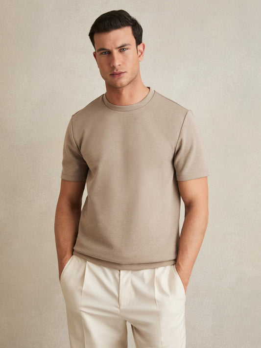 Interlock Jersey Crew Neck T-Shirt Taupe Brown | Men