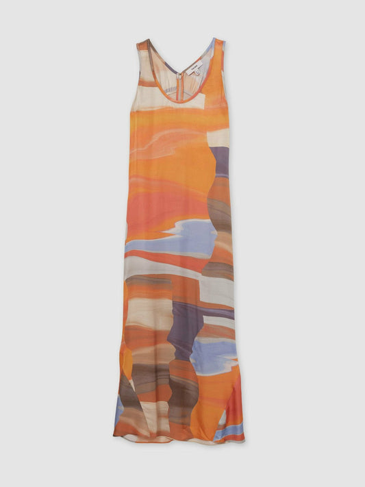 Sunset Print Sleeveless Slip Dress Coral | Women