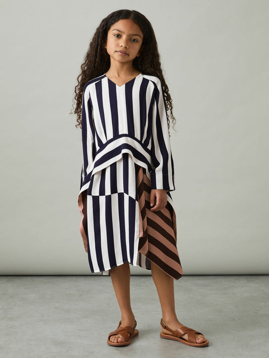 13-14 yrs Stripe-Print Handkerchief Dress Multi | Children & Baby