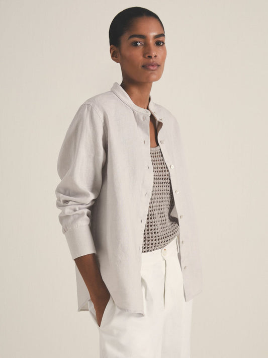 | Les 100 Ciels Linen Shirt Soft Grey | Women