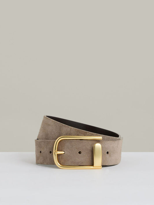 Leather Half Keeper Belt Grey | Women