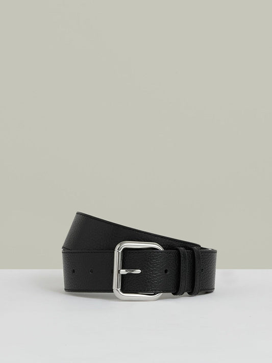 Leather Square Roller Buckle Belt Black | Women