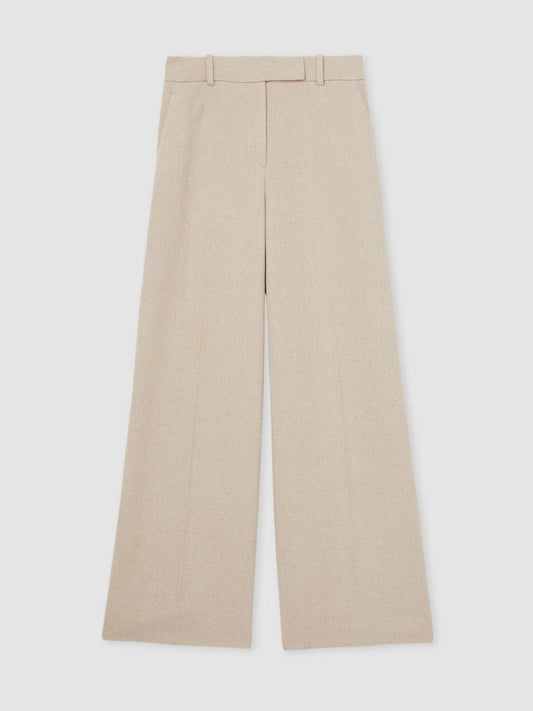 Linen-Blend Wide-Leg Trousers Neutral | Women