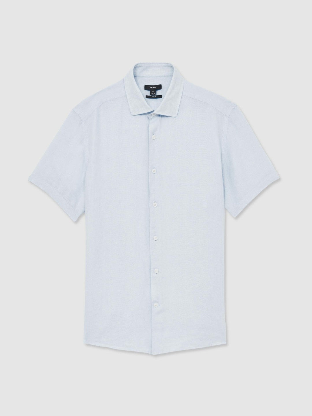 Slim Fit Linen Button-Through Shirt Pale Blue | Men