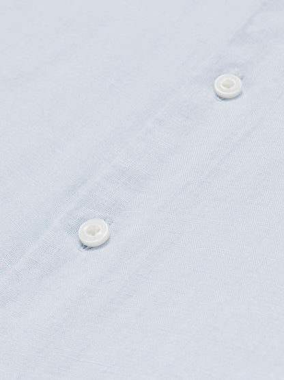 Slim Fit Linen Button-Through Shirt Pale Blue | Men