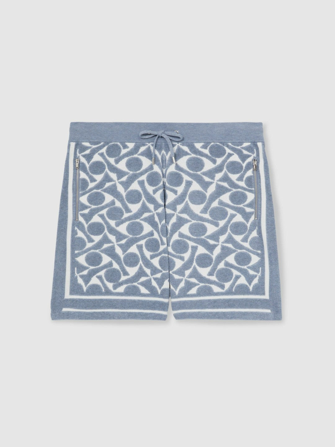 Abstract-Pattern Towelling Shorts Soft Blue/White | Men