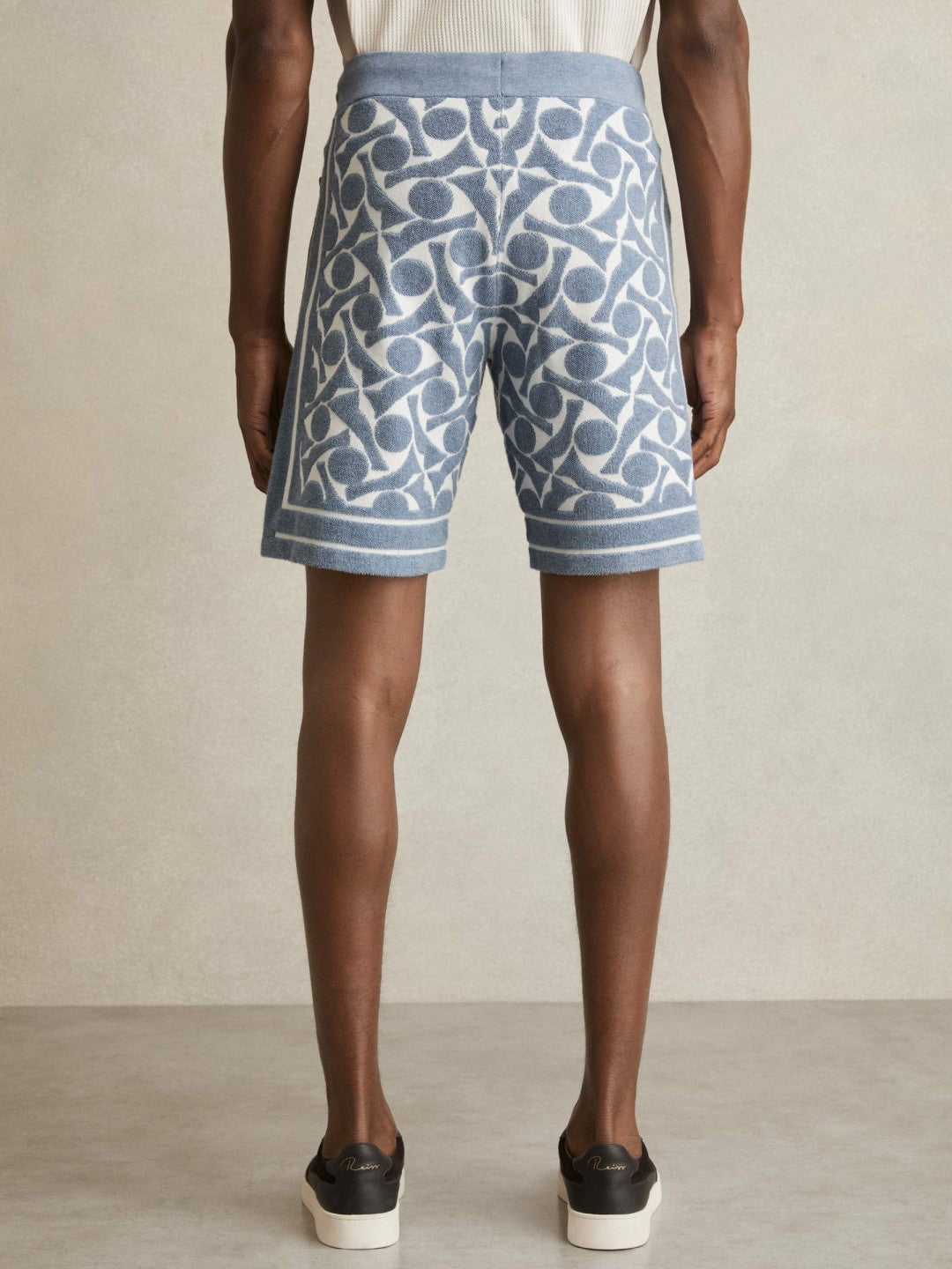 Abstract-Pattern Towelling Shorts Soft Blue/White | Men