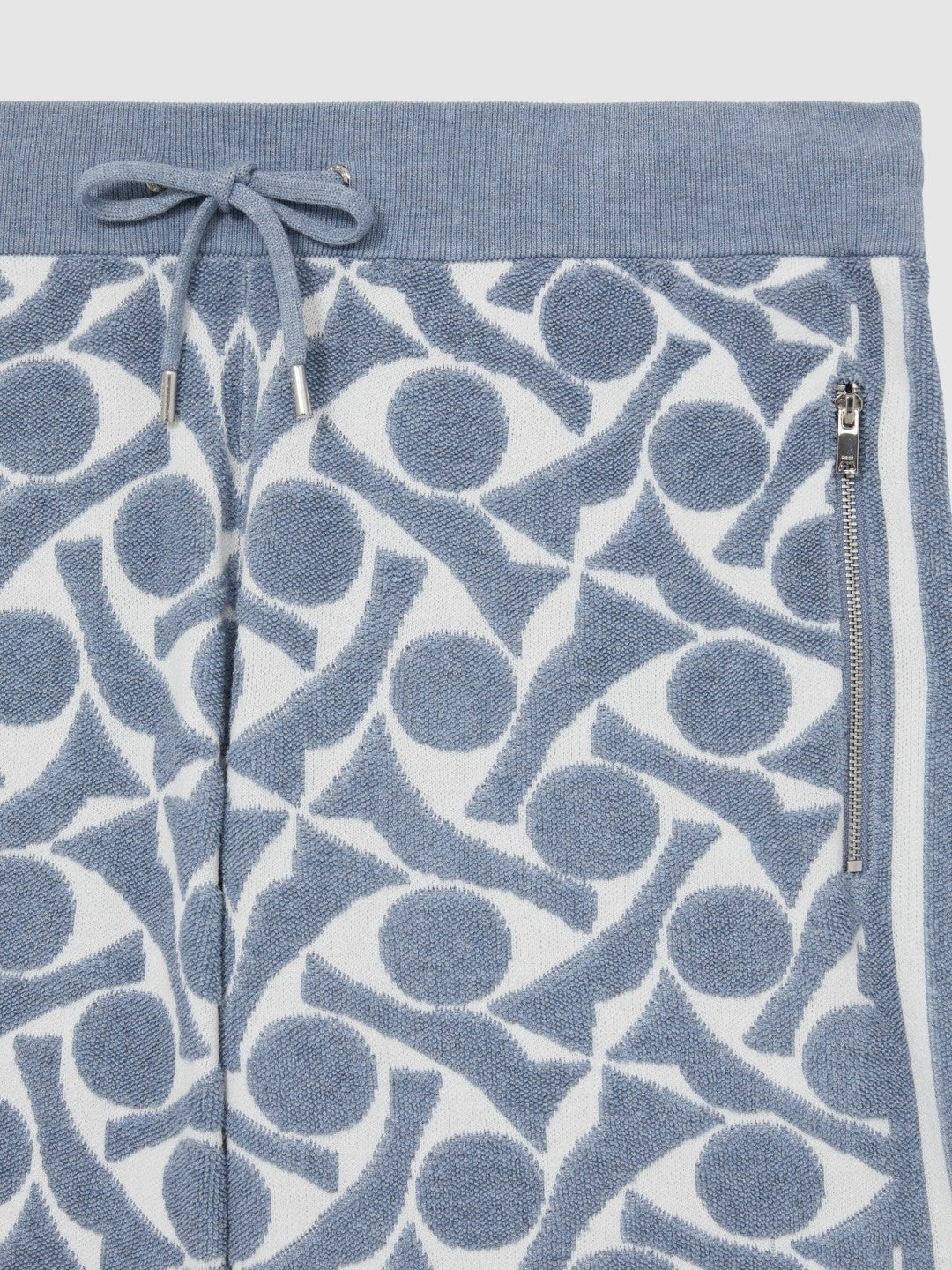 Abstract-Pattern Towelling Shorts Soft Blue/White | Men