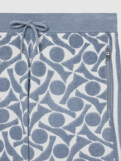 Abstract-Pattern Towelling Shorts Soft Blue/White | Men
