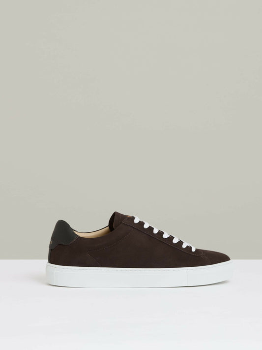 Nubuck-Leather Low-Top Trainers Dark Chocolate Brown | Men