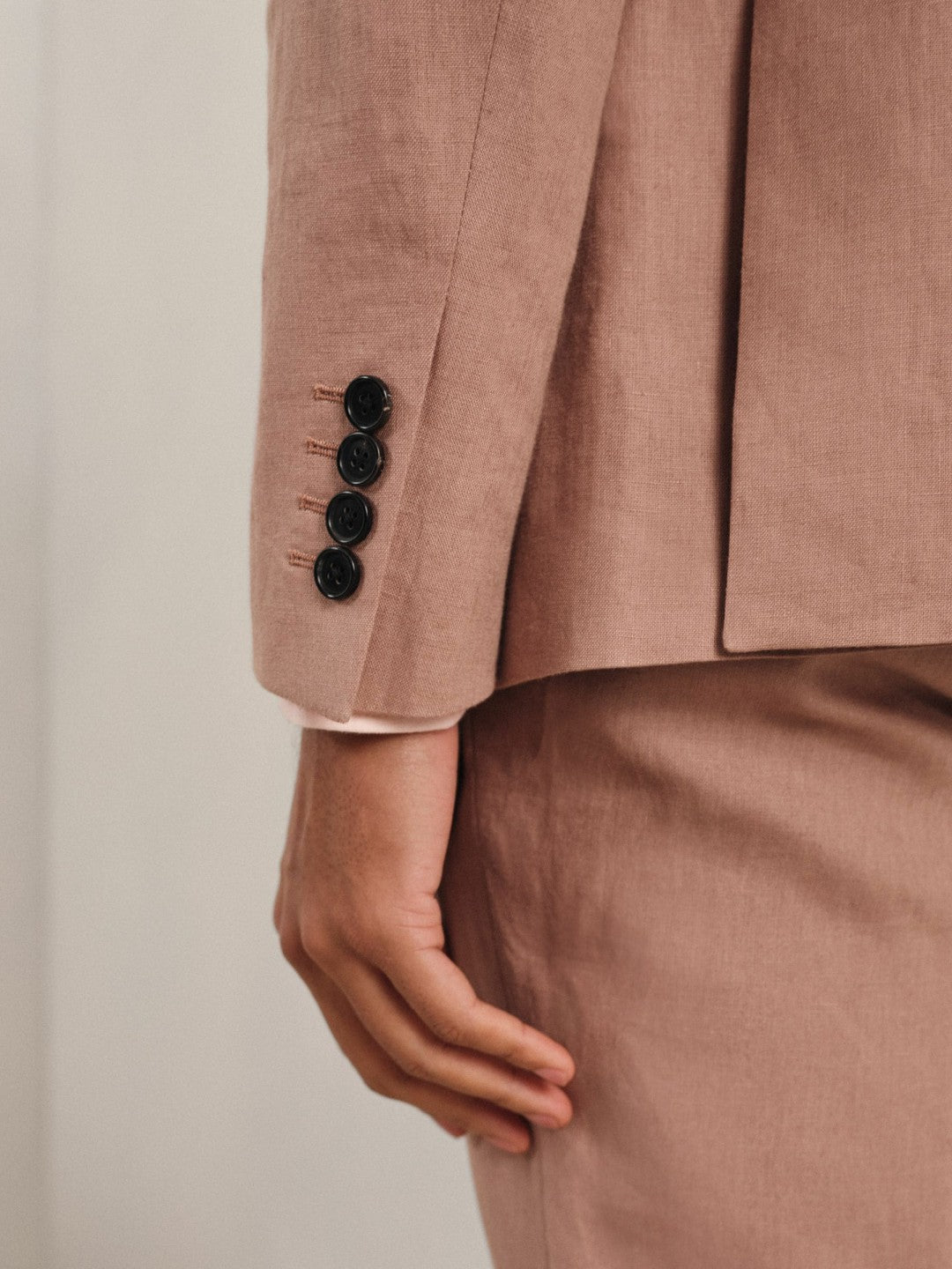Single-Breasted Linen Suit Blazer Slim Fit Rose Pink | Men