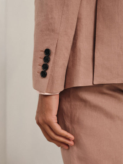 Single-Breasted Linen Suit Blazer Slim Fit Rose Pink | Men