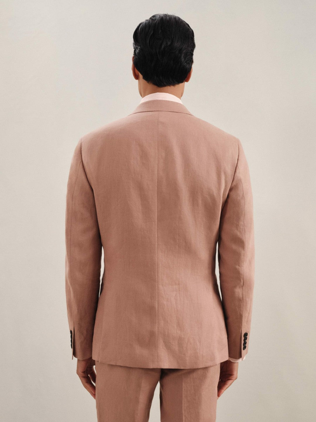 Single-Breasted Linen Suit Blazer Slim Fit Rose Pink | Men