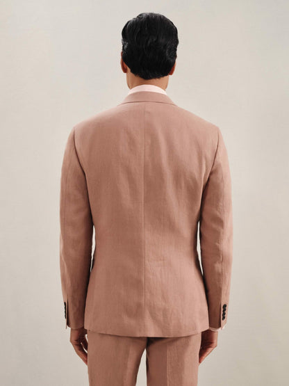 Single-Breasted Linen Suit Blazer Slim Fit Rose Pink | Men