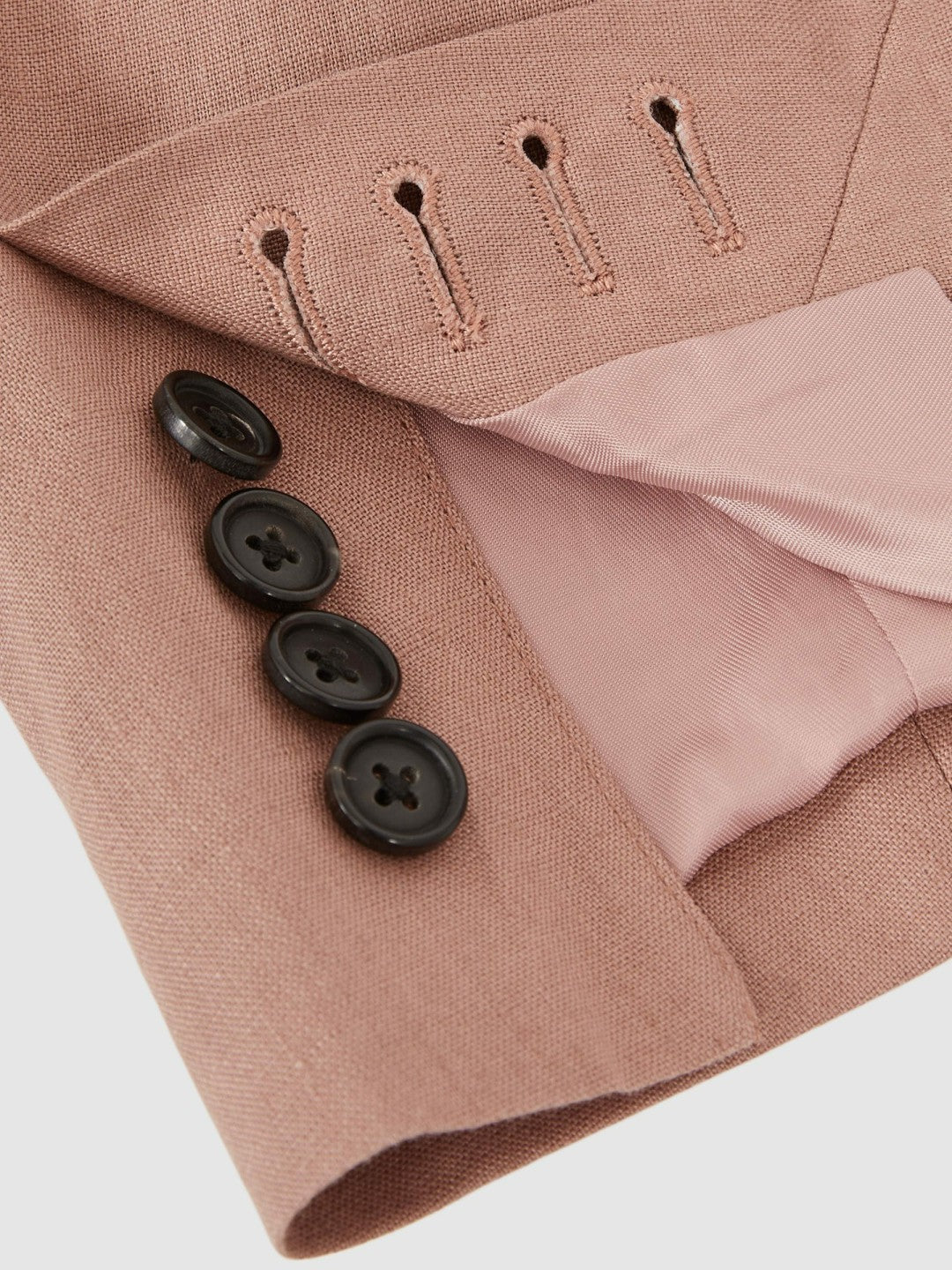 Single-Breasted Linen Suit Blazer Slim Fit Rose Pink | Men