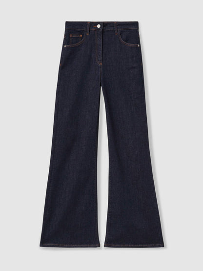 Petite Mid-Rise Flared Jeans Dark Blue | Women