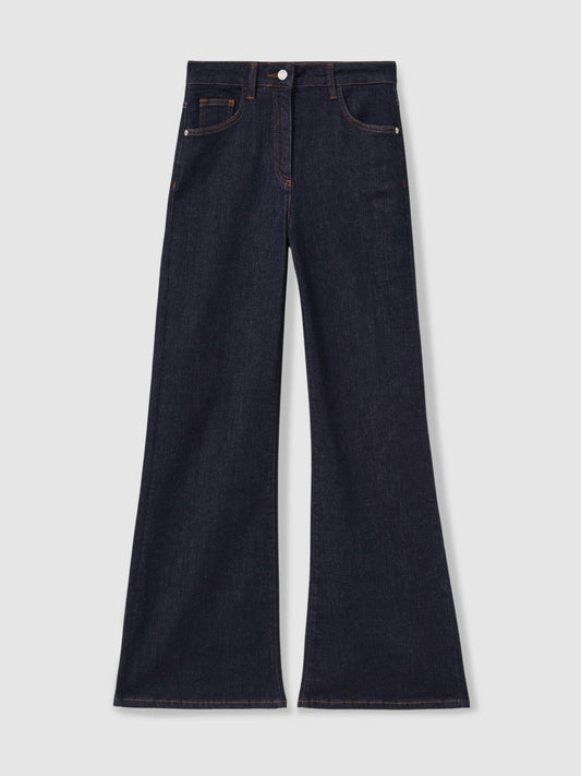 Petite Mid-Rise Flared Jeans Dark Blue | Women