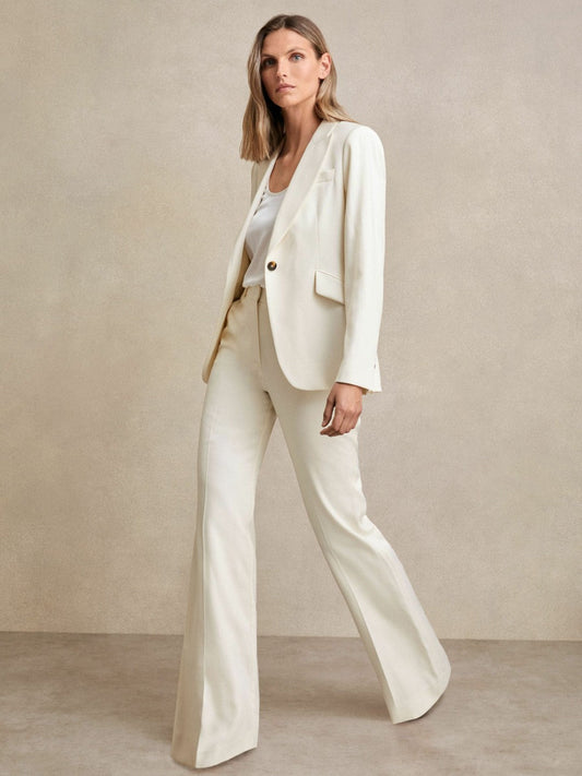 Petite Wide Leg Tailored Trousers Cream | Women