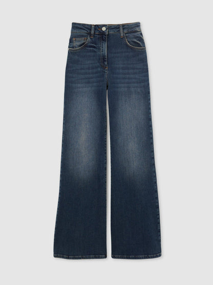 Petite Mid-Rise Flared Jeans Mid Blue | Women