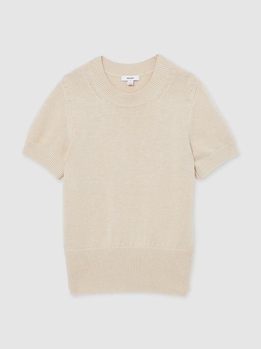 Cotton And Wool Crew-Neck Top Neutral | Women
