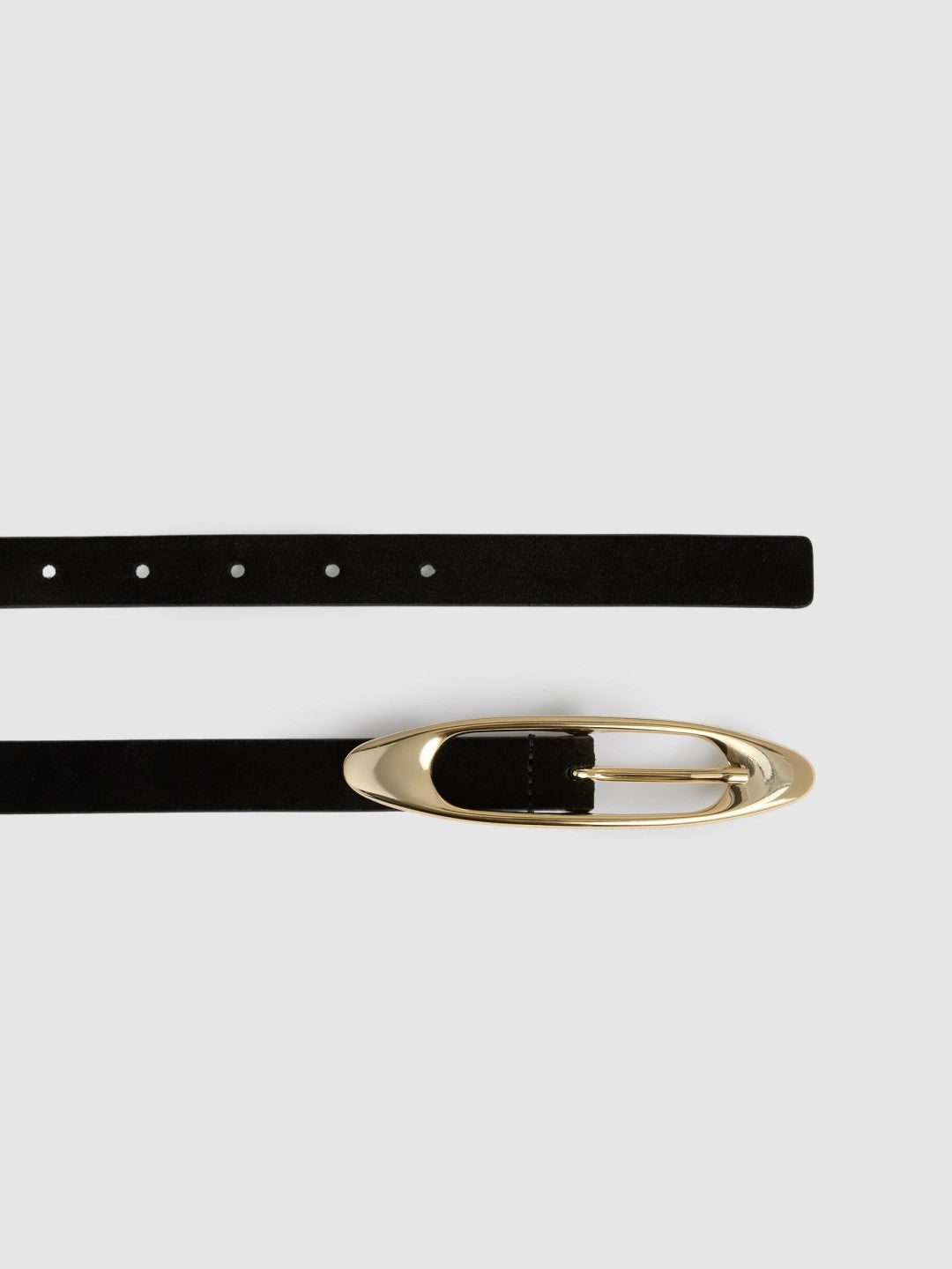 Leather Oval-Buckle Belt Black | Women