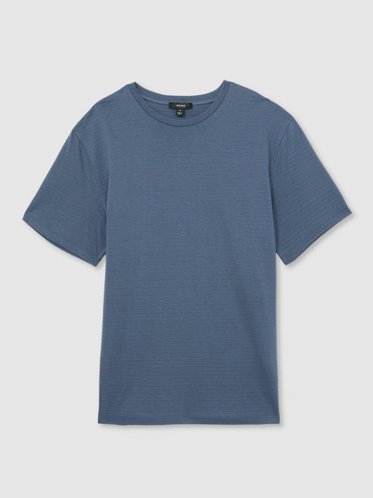Mercerised-Cotton Ribbed T-Shirt Airforce Blue | Men