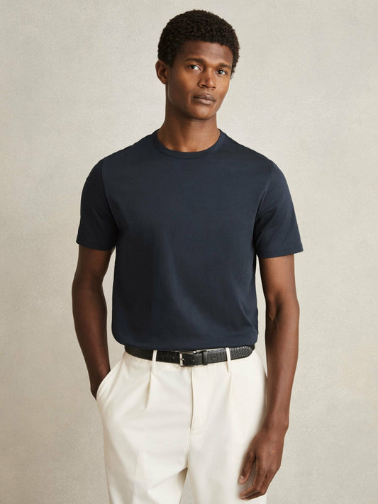 Mercerised-Cotton Crew-Neck T-Shirt Navy | Men