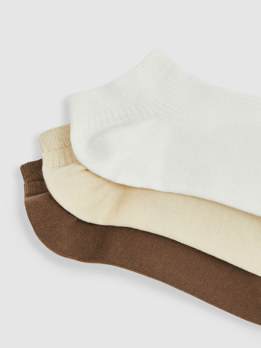 3 Pack of Trainer Socks Chocolate/White | Women