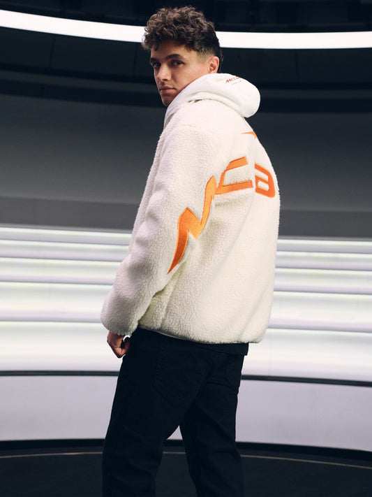 McLaren F1 Team Embroidered Fleece Jacket Unisex Fit Off White | Men
