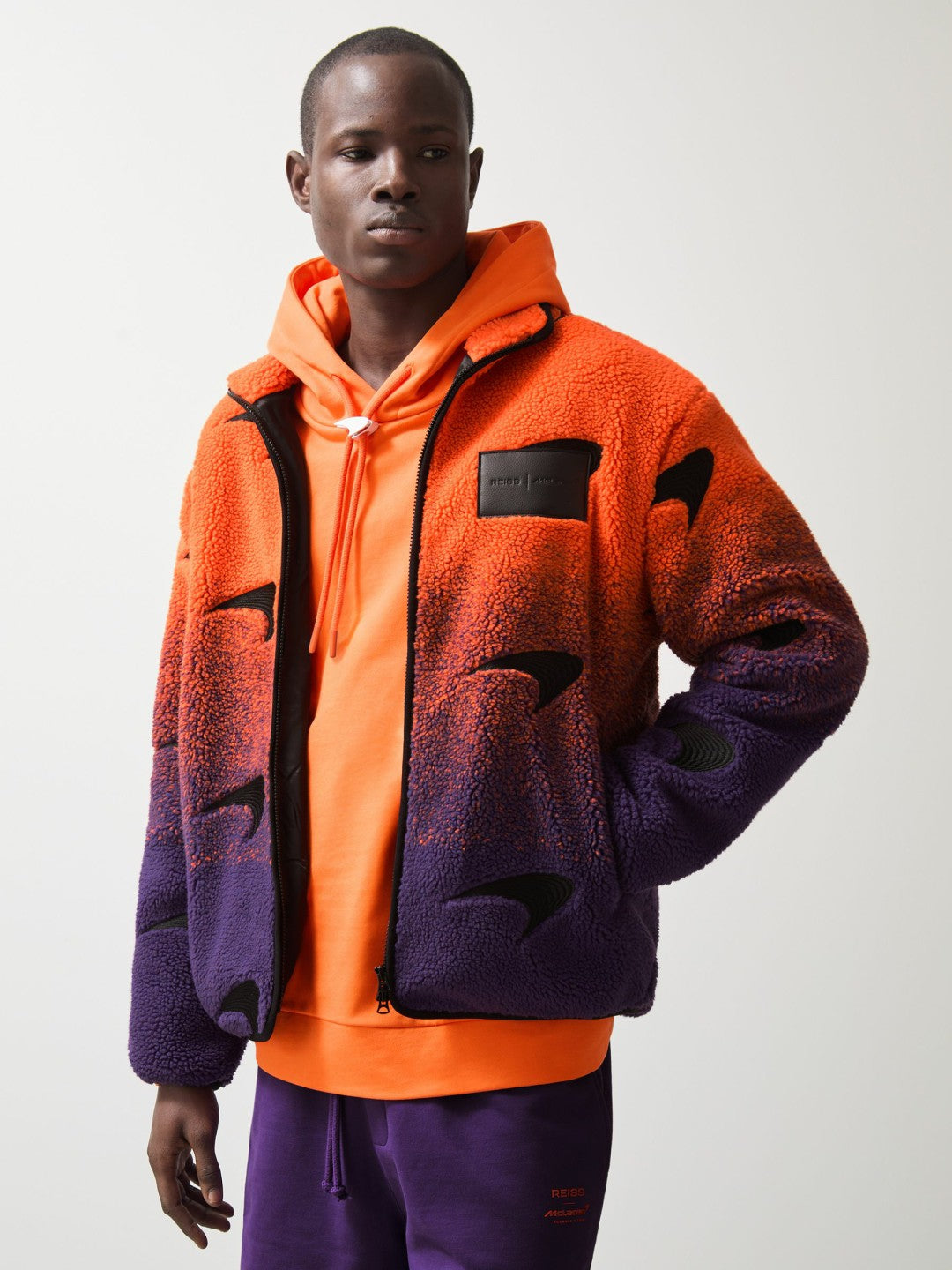 Unisex Fit McLaren F1 Team Ombré Fleece Jacket Papaya Orange/Purple | Men