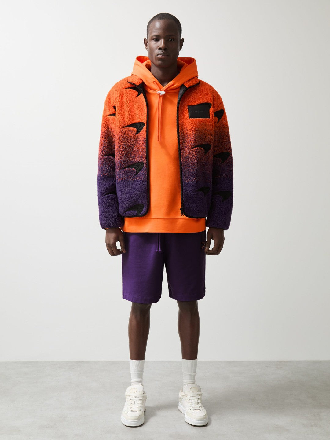 Unisex Fit McLaren F1 Team Ombré Fleece Jacket Papaya Orange/Purple | Men
