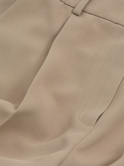 Petite Elasticated-Waist Wide-Leg Twill Trousers Mink Neutral | Women