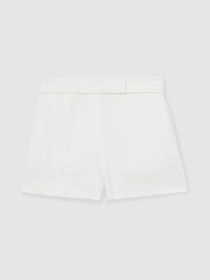 Linen Whipstitch Shorts White | Women