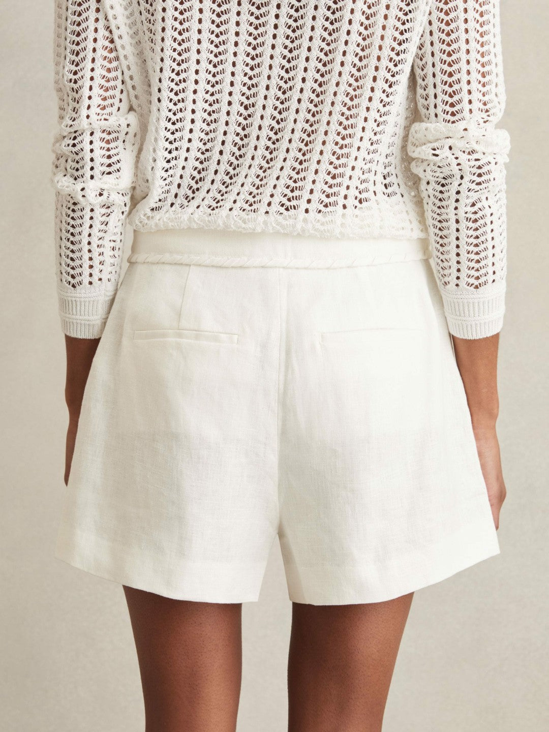 Linen Whipstitch Shorts White | Women