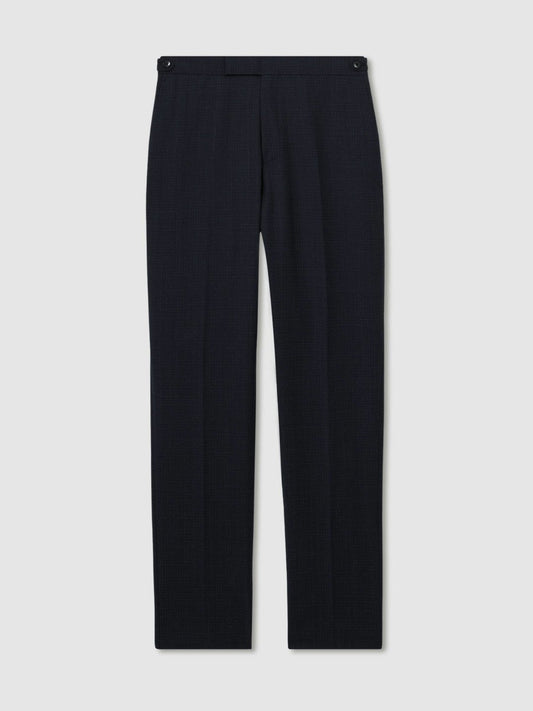 Slim-Fit Wool-Blend Textured Tailored Trousers Navy | Men
