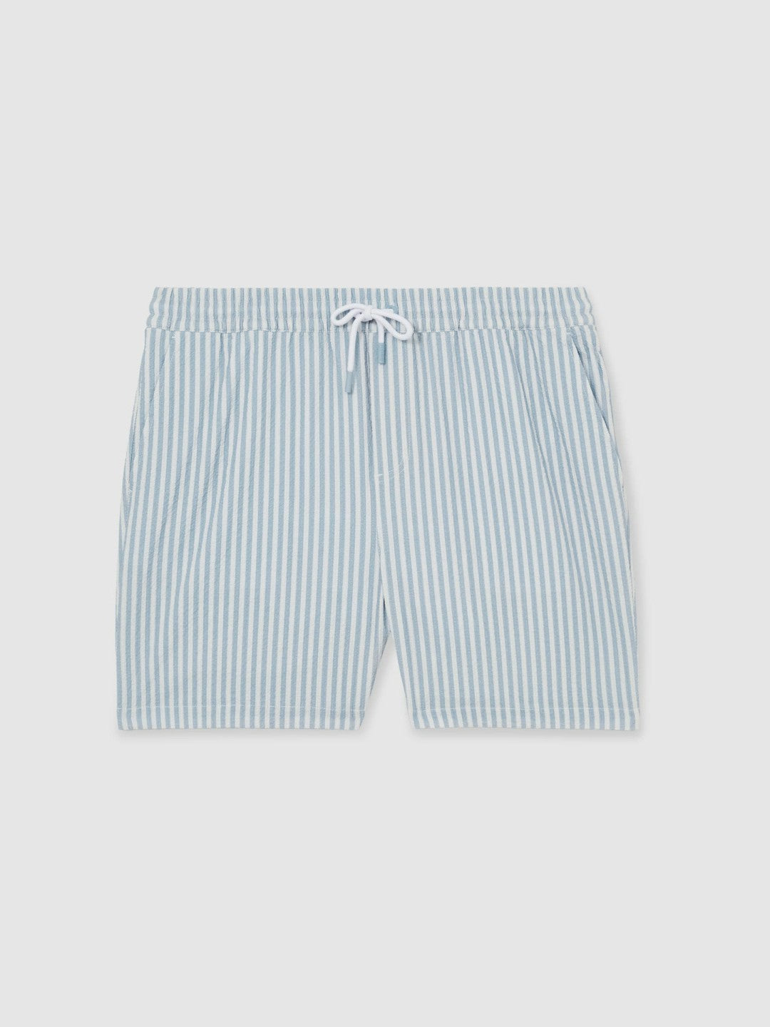 Seersucker Stripe Swim Shorts Soft Blue/White | Men