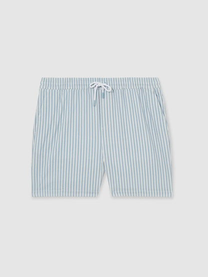 Seersucker Stripe Swim Shorts Soft Blue/White | Men