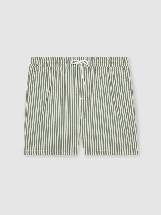 Seersucker Stripe Swim Shorts Sage/White | Men