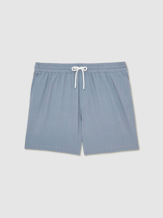 Drawstring Geometric Print Swim Shorts Airforce Blue | Men