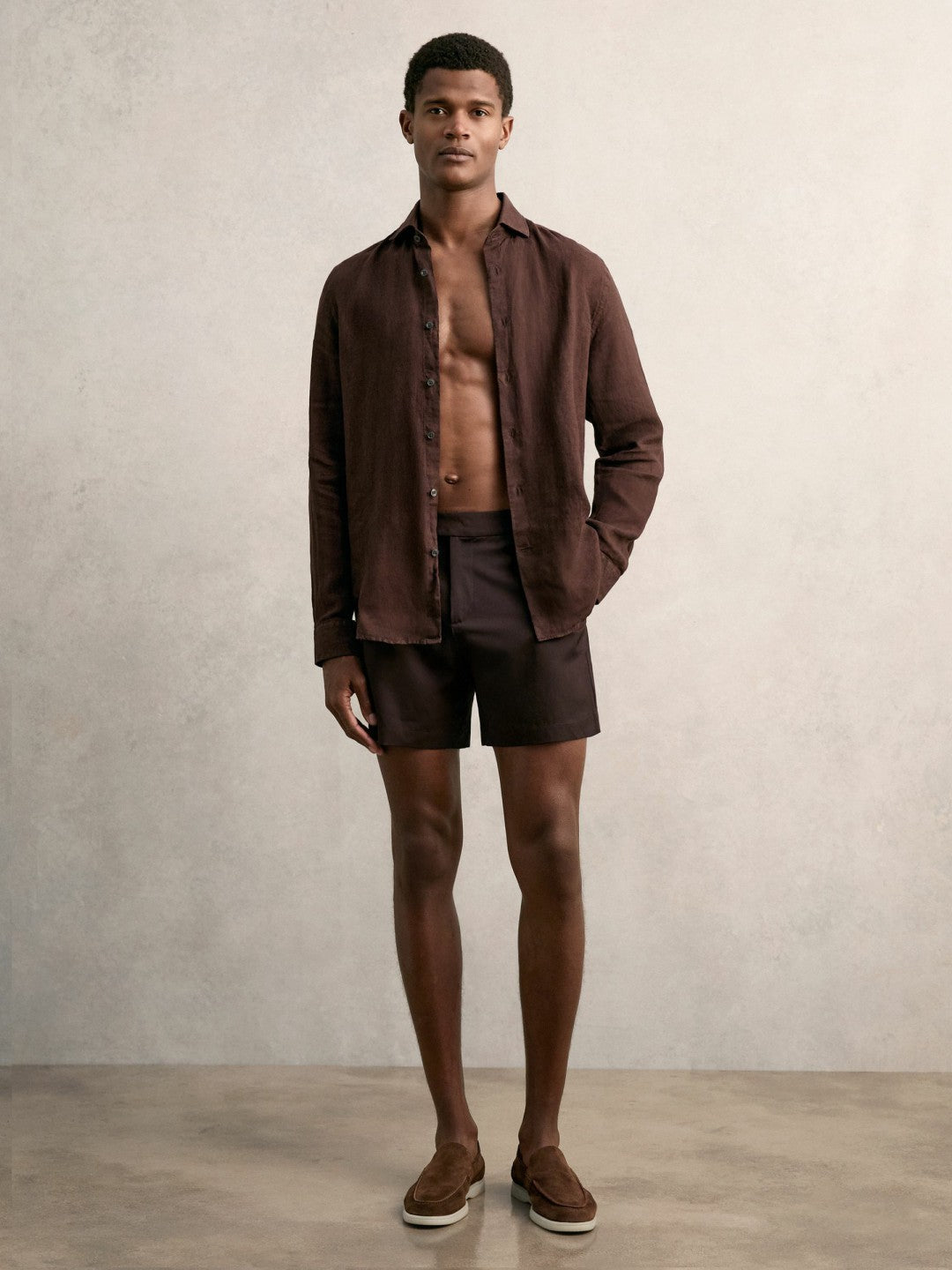 Side-Adjuster Swim Shorts Chocolate Brown | Men