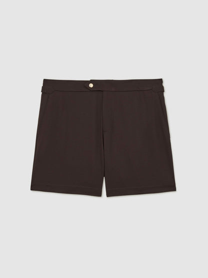 Side-Adjuster Swim Shorts Chocolate Brown | Men